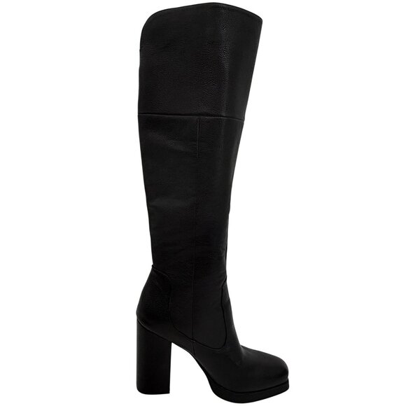 Circus Sam Edelman Black Leather Knee High Platform Boots • Y2K Goth Baddie Edgy - Picture 6 of 16